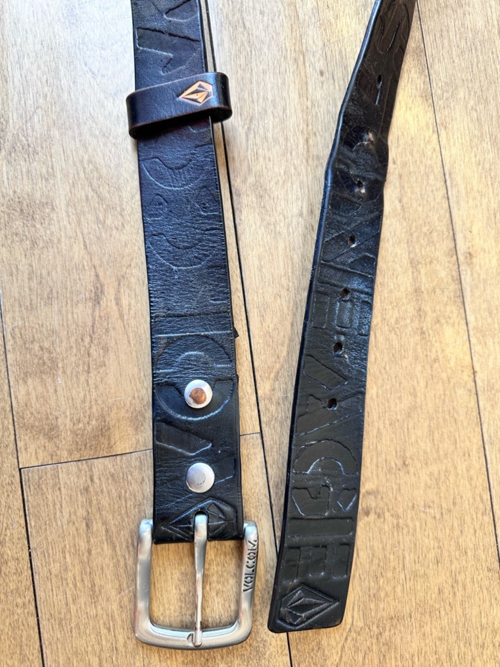 Volcom Black Leather Belt with Silver Buckle